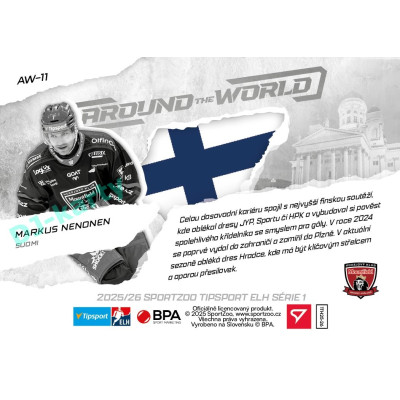 2025/26 Sportzoo ELH 1. serie #AW-11 Markus Nenonen Around the World