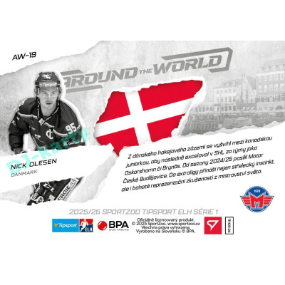 2025/26 Sportzoo ELH 1. serie #AW-19 Nick Olesen Around the World