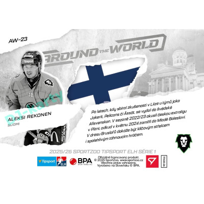 2025/26 Sportzoo ELH 1. serie #AW-23 Aleksi Rekonen Around the World