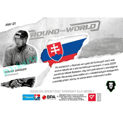 2025/26 Sportzoo ELH 1. serie #AW-21 Dávid Gríger Around the World