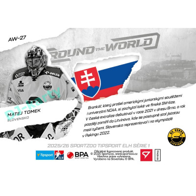 2025/26 Sportzoo ELH 1. serie #AW-27 Matej Tomek Around the World