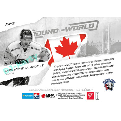 2025/26 Sportzoo ELH 1. serie #AW-33 Christophe Lalancette Around the World