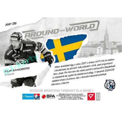 2025/26 Sportzoo ELH 1. serie #AW-36 Filip Sandberg Around the World