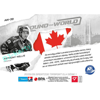 2025/26 Sportzoo ELH 1. serie #AW-39 Anthony Nellis Around the World