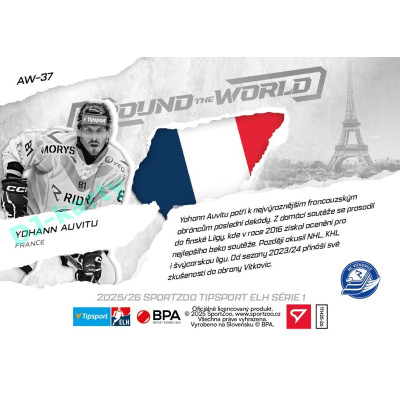 2025/26 Sportzoo ELH 1. serie #AW-37 Yohann Auvitu Around the World