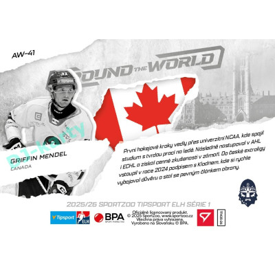 2025/26 Sportzoo ELH 1. serie #AW-41 Griffin Mendel Around the World