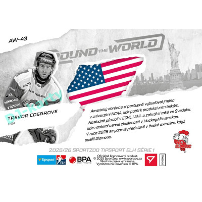 2025/26 Sportzoo ELH 1. serie #AW-43 Trevor Cosgrove Around the World