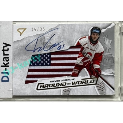 2025/26 Sportzoo ELH 1. serie #AWS-TC Trevor Cosgrove Around the World Gold Auto Flag 35/35