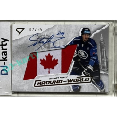 2025/26 Sportzoo ELH 1. serie #AWS-SP Stuart Percy Around the World Gold Auto Flag 07/35