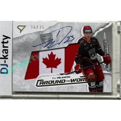 2025/26 Sportzoo ELH 1. serie #AWS-TM T. J. Melancon Around the World Gold Auto Flag 16/35
