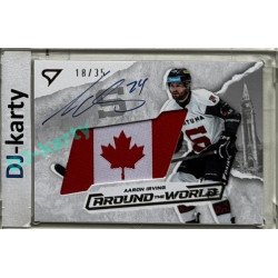 2025/26 Sportzoo ELH 1. serie #AWS-IR Aaron Irving Around the World Gold Auto Flag 18/35