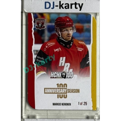 2025 MK 100 let na soutoku Hradec Králové #033 Markus Nenonen Anniversary season Die-cut parallel 1of25