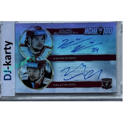 2025 MK 100 let na soutoku Hradec Králové #AM-22 Klíma Kevin, Klíma Kelly Dual Autograph Memories SILVER 1of25
