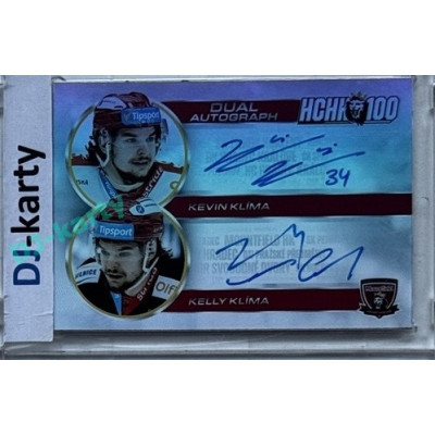 2025 MK 100 let na soutoku Hradec Králové #AM-22 Klíma Kevin, Klíma Kelly Dual Autograph Memories SILVER 1of25