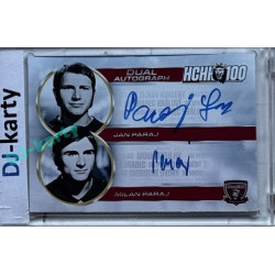 2025 MK 100 let na soutoku Hradec Králové #AM-19 Paraj Jan, Paraj Milan Dual Autograph Memories SILVER 1of25