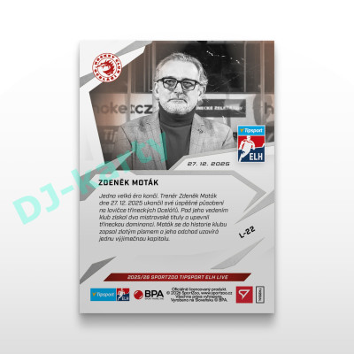 2025/26 Sportzoo ELH LIVE #L-22 Zdeněk Moták LIVE karta xx/66