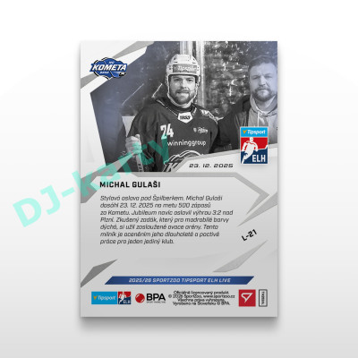 2025/26 Sportzoo ELH LIVE #L-21 Michal Gulaši LIVE karta xx/77