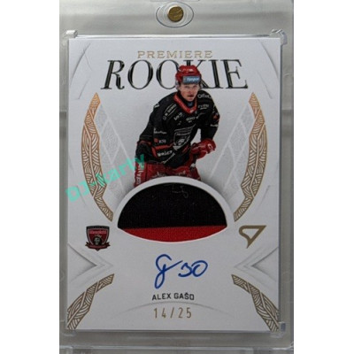 2025/26 Sportzoo ELH 1. serie #RPM-AG Alex Gašo Rookie Premiere Gold Auto Woven 14/25