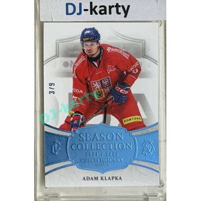 24/25 LC Repre série 2 Collectors Edition #CHG-28 Adam Klapka Season Collection Czech Hockey Games 2025 Blue 3/9