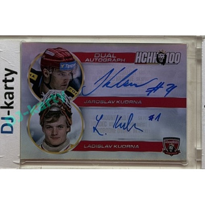 2025 MK 100 let na soutoku Hradec Králové #AM-20 Jaroslav Kudrna / Ladislav Kudrna Autograph Memories SILVER 1of25