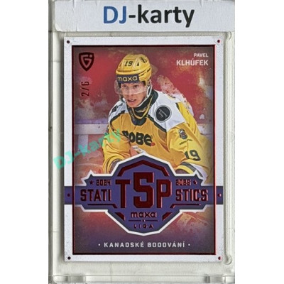 2025/26 Goal Cards Maxa liga #TOP-01 Pavel Klhůfek Top 5 Statistics Parallel Red 2/6
