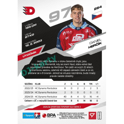 2025/26 Sportzoo ELH 2. serie #264 Daniel Herčík