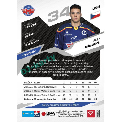 2025/26 Sportzoo ELH 2. serie #299 Filip Přikryl