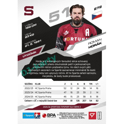 2025/26 Sportzoo ELH 2. serie #272 Roman Horák