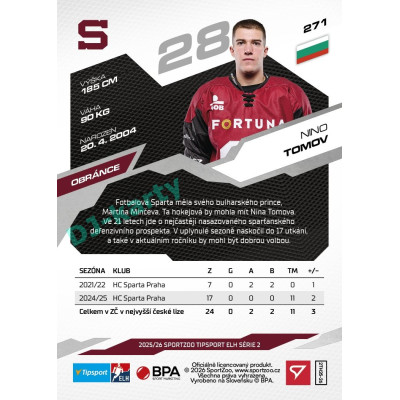 2025/26 Sportzoo ELH 2. serie #271 Nino Tomov