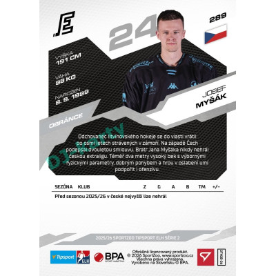 2025/26 Sportzoo ELH 2. serie #289 Josef Myšák