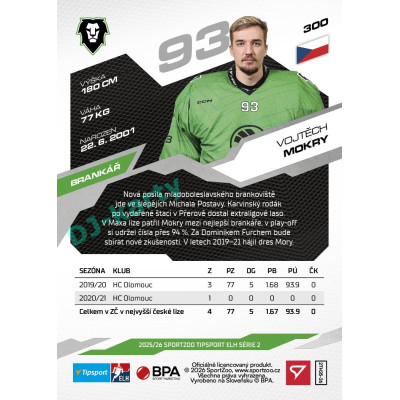 2025/26 Sportzoo ELH 2. serie #300 Vojtěch Mokry