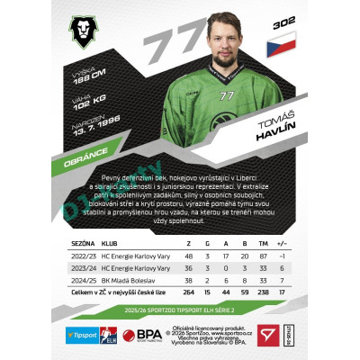 2025/26 Sportzoo ELH 2. serie #302 Tomáš Havlín
