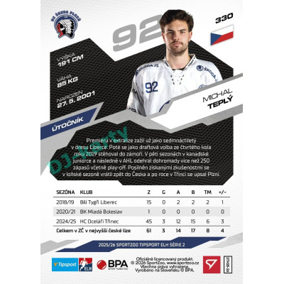 2025/26 Sportzoo ELH 2. serie #330 Michal Teplý