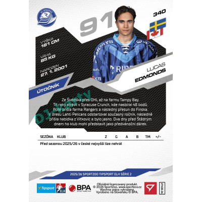 2025/26 Sportzoo ELH 2. serie #340 Lucas Edmonds