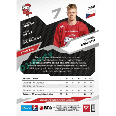 2025/26 Sportzoo ELH 2. serie #359 Daniel Ministr