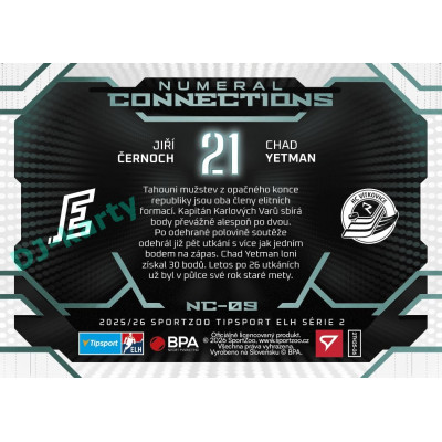 2025/26 Sportzoo ELH 2. serie #NC-09 Černoch – Yetman Numeral Connections