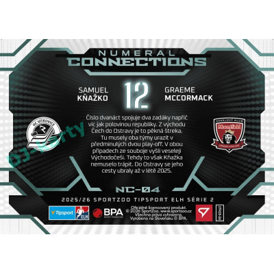 2025/26 Sportzoo ELH 2. serie #NC-04 Kňažko – McCormack Numeral Connections