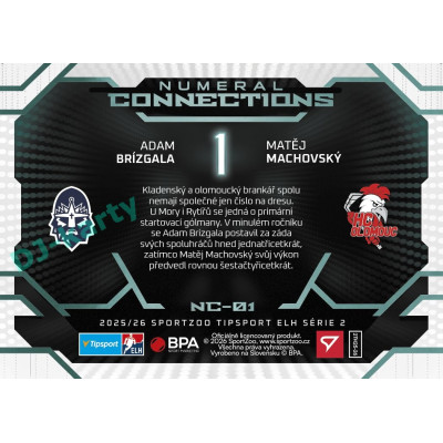 2025/26 Sportzoo ELH 2. serie #NC-01 Brízgala – Machovský Numeral Connections