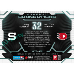 2025/26 Sportzoo ELH 2. serie #NC-13 Kořenář – Subban Numeral Connections