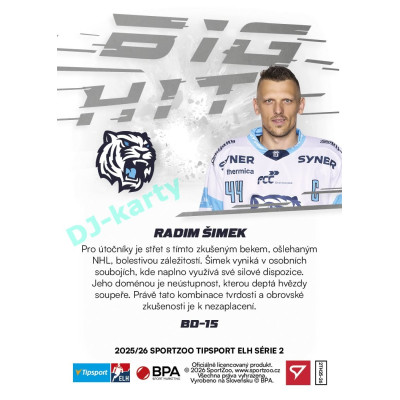 2025/26 Sportzoo ELH 2. serie #BD-15 Radim Šimek Big Hit