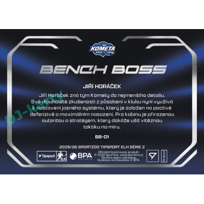 2025/26 Sportzoo ELH 2. serie #BB-01 Jiří Horáček Bench Boss