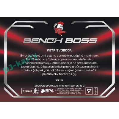 2025/26 Sportzoo ELH 2. serie #BB-18 Petr Svoboda Bench Boss