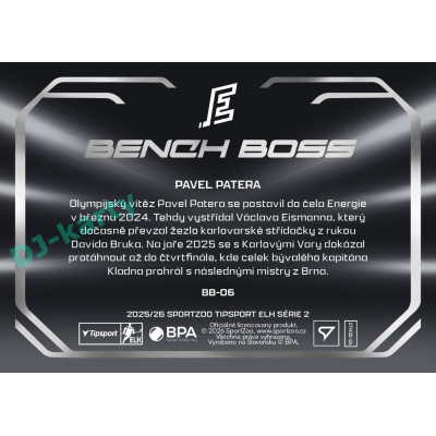 2025/26 Sportzoo ELH 2. serie #BB-06 Pavel Patera Bench Boss