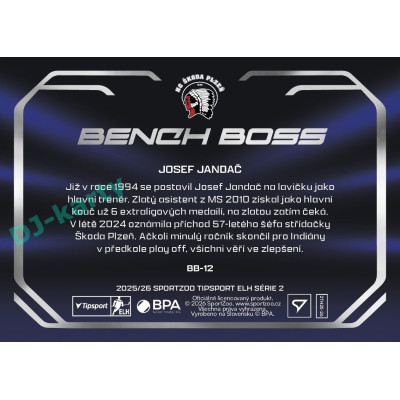 2025/26 Sportzoo ELH 2. serie #BB-12 Josef Jandač Bench Boss