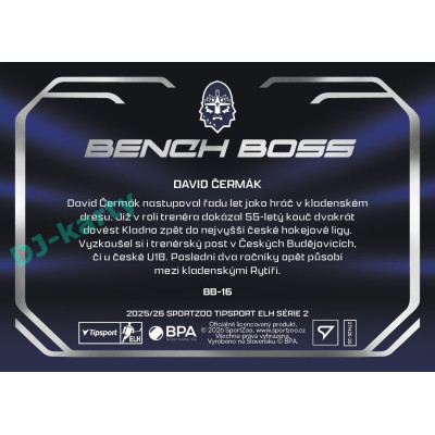 2025/26 Sportzoo ELH 2. serie #BB-16 David Čermák Bench Boss