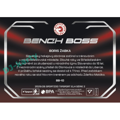 2025/26 Sportzoo ELH 2. serie #BB-10 Boris Žabka Bench Boss