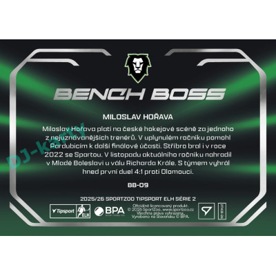 2025/26 Sportzoo ELH 2. serie #BB-09 Miroslav Hořava Bench Boss