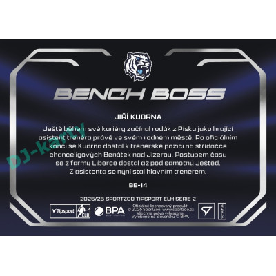 2025/26 Sportzoo ELH 2. serie #BB-14 Jiří Kudrna Bench Boss