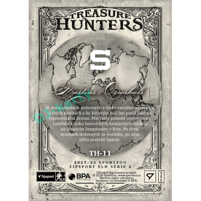 2025/26 Sportzoo ELH 2. serie #TH-11 Martins Dzierkals Treasure Hunter 
