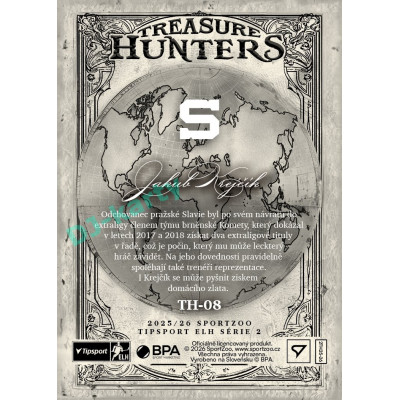 2025/26 Sportzoo ELH 2. serie #TH-08 Jakub Krejčík Treasure Hunter 